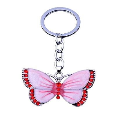 China Wholesale Custom Newest Logo Souvenir Metal Butterfly Zamak Enamel Top Key Chain for sale