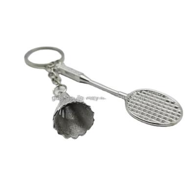 China Gift factory direct sale metal badminton racket silver plated key chain for sale