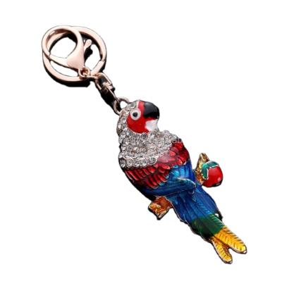 China Wholesale Bird Animal Parrot Souvenir 3d Rhinestone Key Chain for sale