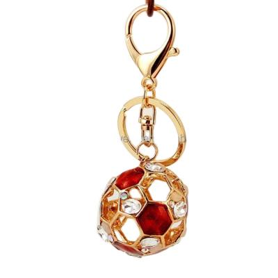 China Wholesale Souvenir Rhinestone 3d Zinc Alloy Soccer Metal Football Key Chain Keychains for sale