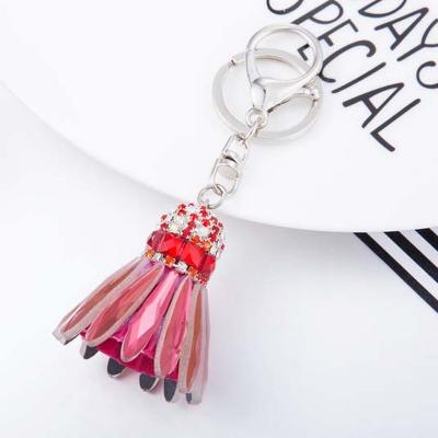 China Badminton zinc alloy shuttlecock rhinestone souvenir gifts promotion fashion 3d metal key chain key chain for sale