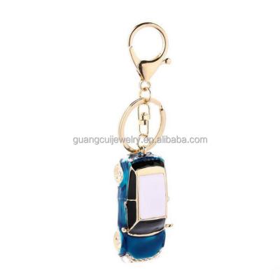 China Fashionable Key Ring Wholesale Customized 3d Rhinestone Metal Car Shaped Key Chain for sale