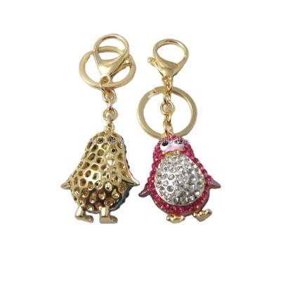 China Rhinestone Zinc Alloy Penguin Gift Fashion 3d Metal Key Chain Keychain for sale
