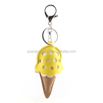 China Wholesale Custom Leather Ice Cream Shape Souvenir Pu 3d Key Chain for sale