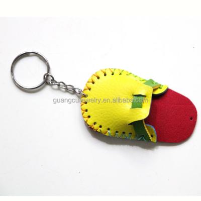 China Souvenir Wholesale 3d PU Shoe Leather Single Slipper Key Chain for sale