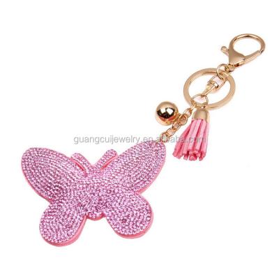 China New Fake OEM ODM Wholesale Souvenir PU Leather Animal Butterfly Faux Stone Key Chain for sale