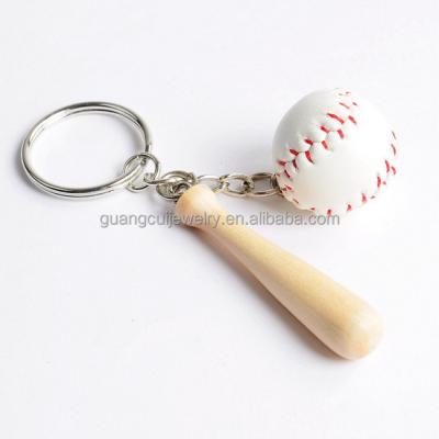 China Hot Wood Wooden Keyring Key Ring Baseball Bat Key Chain For Decoration for sale