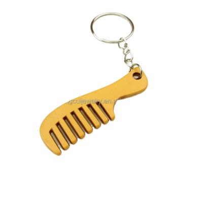 China Wholesale Custom Mordern Logo Wooden Comb Key Chain For Bags for sale