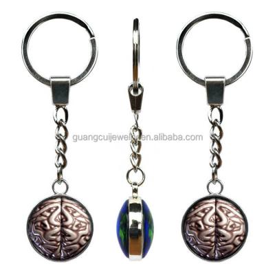China Souvenir Wholesale 3d Image Zinc Alloy Brain Glass Key Chain for sale