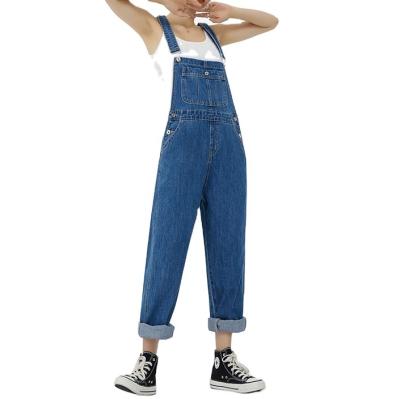 China Promotion New Product Breathable Multiple Pockets Casual Denim Women Strap Suspender Jeans for sale