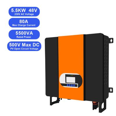 China LCD Display 5.5KW 48V to 110V 220V MPPT Solar Charger Hybrid Inverter with AC Voltage 230VAC for sale