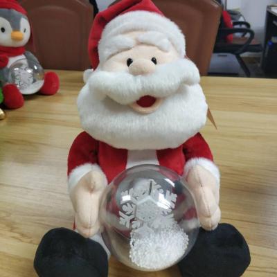 China Eco-Friendly Plush Santa Claus With Snowball Personalized Led Christmas Toys With Song for sale