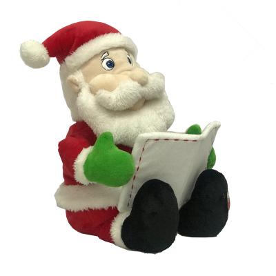 China Electronic Christmas Toys Plush Santa Claus With A Book In His Hand Reading Stories Stuffed Plush Christmas Toys for sale