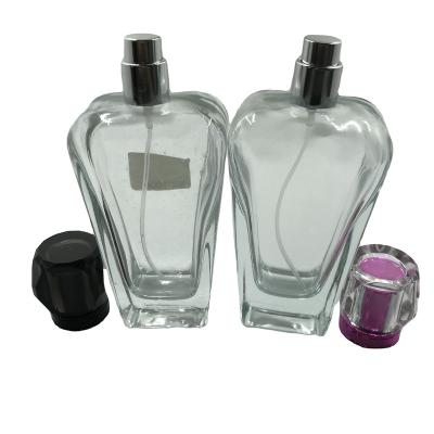 China 2020 Famous Hot Selling Crimp Glass Bottle A3432-100ml Square Personal Care Perfume Bottle for sale