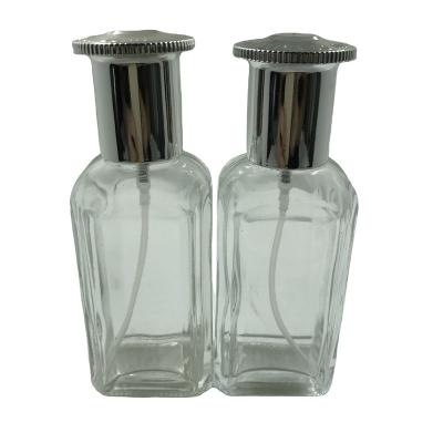 China 2020 Famous Hot Selling Crimp Glass Bottle A641-50ml Square Personal Care Perfume Bottle for sale
