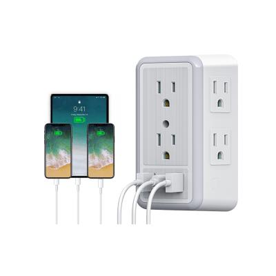 China Universal 2 USB Wall Charger Socket 6 AC Outlet Surge Protector Power Strip for sale