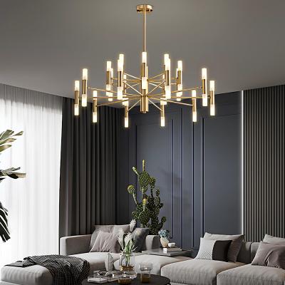 China Modern 2022 New Model Modern Luxury All Copper Circle Pendant Light Gold Ceiling Light Led Chandeliers Living Room for sale