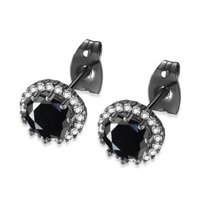 China Custom Wholesale Fashion Black CZ Zirconia Stud Earring Brass Black Women Earring for sale