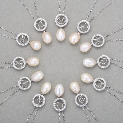 China Office/Career Wholesale 925 Sterling Silver Star Sign Necklace With Freshwater Pearl for sale