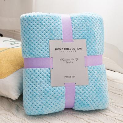 China PORTABLE Super Soft Polyester Thickened Solid Color Mesh Flannel Cover Coral Fleece Japanese Air Conditioning Gift Custom Throw Blanket for sale