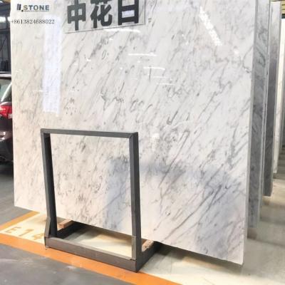 China Traditional FOSHAN NEW Carrara white real marble cut to tiles for flooring for sale