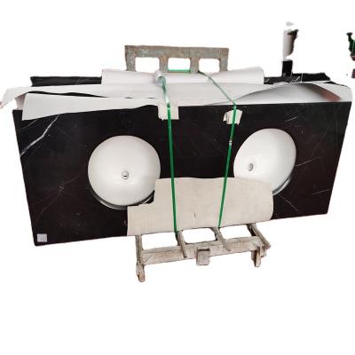China Waterproof foshan marble Stone Counter Top and Wash Basin for bath sink Good quality bathroom double wash basin for sale