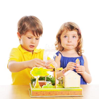 China Best Easy Gifts Mini 3 D Puzzles And Paper Games House Model DIY Planting Garden Toy For Kids Clever for sale