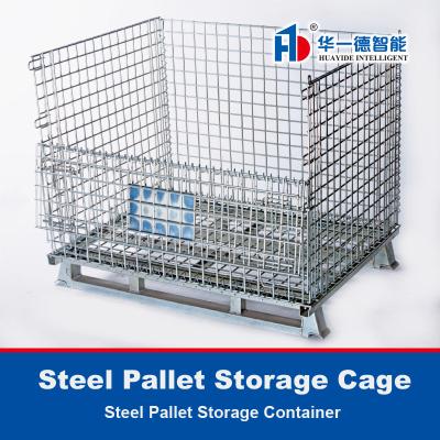 China Galvanized Storage Cage Wire Mesh Container Foldable Storage Cage for sale