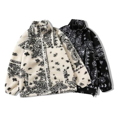 China QUICK DRY custom cropped velvet black lambskin flower cashew sweatshirt mens oversized crewneck coat for sale