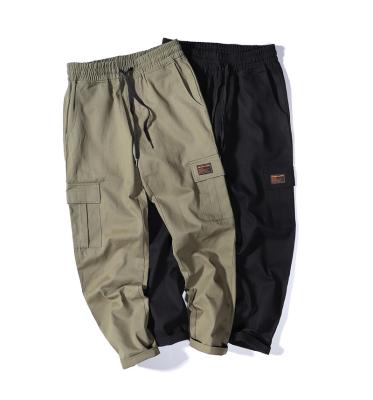 China Casual QUICK DRY Streetwear Cargo Men Pants Ankle-Length Mens Solid Multi-pocket Cotton Joggers Harem Pants for sale