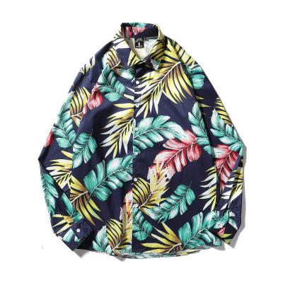 China Custom Wholesale New Design Breathable Long Sleeve Shirt Print Men Beach Wear Hawaiian Shirt for sale