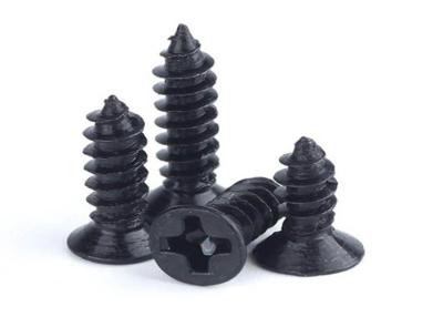 China Grade Class 12.9 Black Oxide Cadmium Plated Cross Recessed Round Head Wood Tapping Screw for sale
