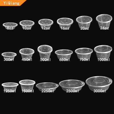 China Wholesale Microwavable Disposable Plastic Soup Bowl in Yiqiang Clear Black, Custom Microwavable Leakproof Round Food Containers with Lids for sale