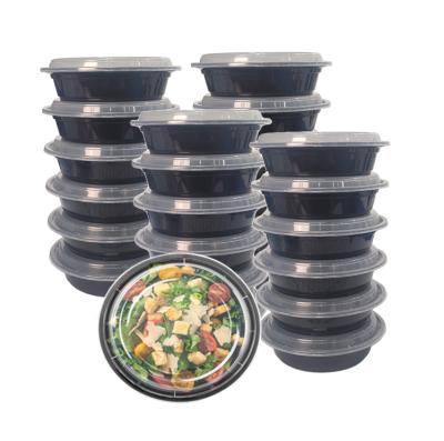 China 37 Ounce Microwavable Round BPA Stackable Free Take Out Lunch Containers, Disposable Plastic Microwavable Food Container With Lid for sale