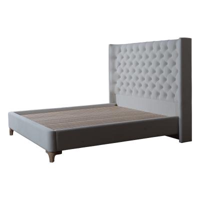 China Other bed Button Tufted Platform Bed Frame/Fabric Upholstered Bed /Wood Slat Support, Full, for sale
