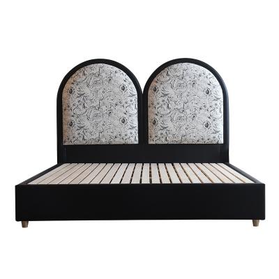 China Other French resumption of work Luxury Modern Design Bedroom Furniture Set King Size Wood Frame Upholstered Fabric Soft Bed for sale