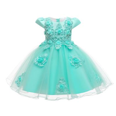 China Hot Selling Breathable Girls Dress Lace Mesh Ball Gown Summer Wedding Birthday Party Princess Dress Children Kids Dresses for sale