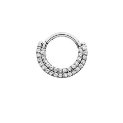 China CLASSIC Titanium Implant Grade ASTM F136 Front Facing CNC Set Zircon Hinged Segment Clicker Piercing Titanium Body Jewelry for sale