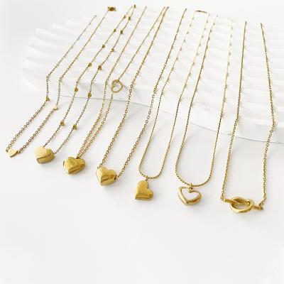 China Wholesale Lead Free Nickel Free Gold Plated Necklace Women Jewelry Minimalist Jewelry CIA Stainless Steel Heart Clavicle Chain Stainless Steel for sale