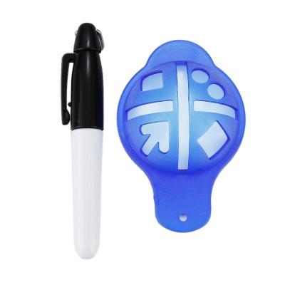China Golf ball marker Golf Ball Linear Marker Template Swing Drawing Alignment Tool Blue blank golf ball marker with pen for sale