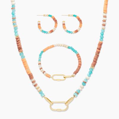 China 2022 new TRENDY acrylic color paperclip buckle necklace fashion earrings bracelet jewelry set women jewelry for sale