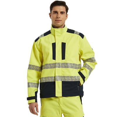 China Rich Cotton mischte bequeme HIVIS-Farbstatische flammhemmende Antijacke für elektrische Industrie zu verkaufen