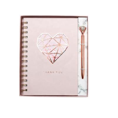 China New Design Rose Gold Foil Notebook And Pen Gift Set, Custom Luxury Office Stationery Gift Set For Girl for sale