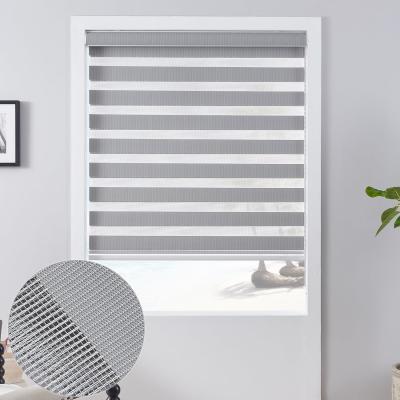 China Cortinas 100% da zebra do poliéster com semi as listras da textura do escurecimento para Windows à venda