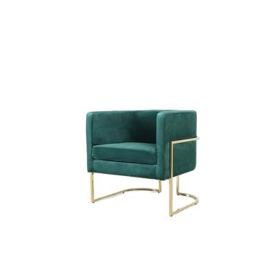 China Modern Green Leisure Chair Velvet Fabric Living Room Furniture Metal Armchair for sale