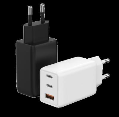 China Universal 65W GaN Super Fast Charging US/EU Adapter Plug Portable Travel Dual Port Type C and USB Charger for sale