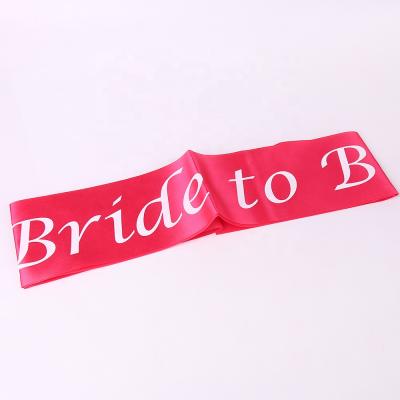China Bachelor Party Gifts Bachelor Party Supplies Hen Party Bridal Shower Bride To Be Pink Satin Sash for sale