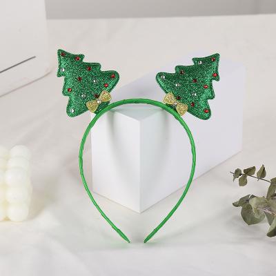 China Party Headwear Green Color Tree Shape Girl Headband Christmas Day And Halloween Headwear for sale