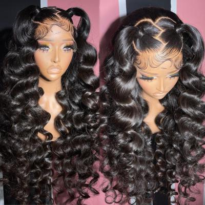 China Body Wave Wholesale 13X4 100% virgin loose deep wave preplucked bleached remy hair hd full lace closure human wig for sale