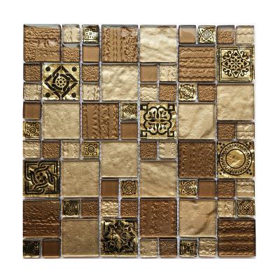 China Modern hot sale unique wholesale glass mosaic tile featured wall for sale